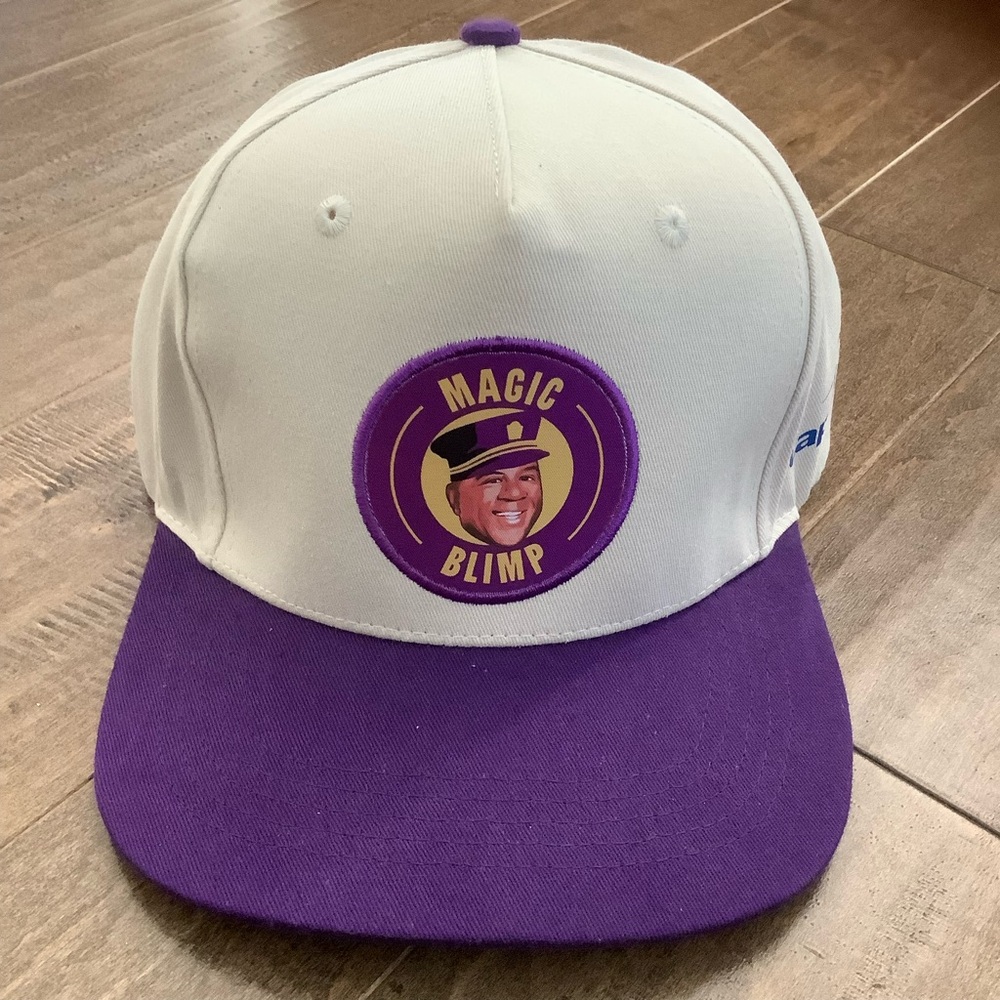 Magic Johnson Blimp White and Purple Capital One Cap